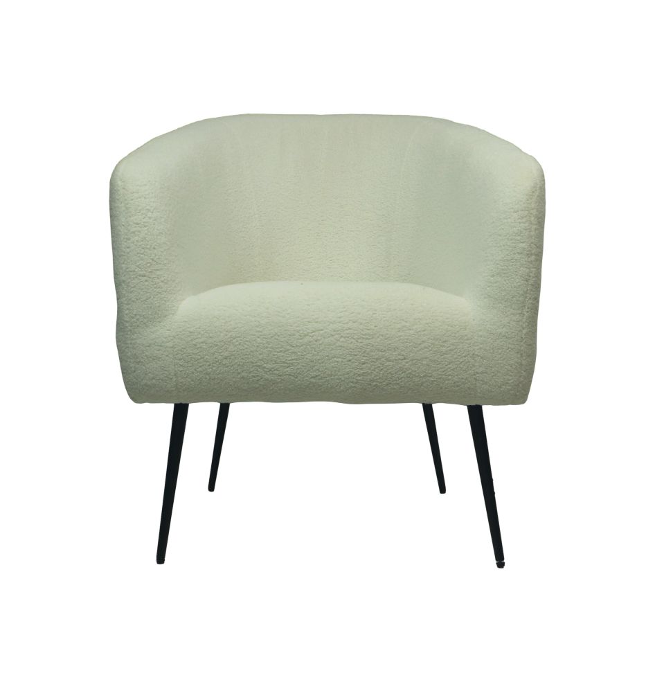 Fauteuil - 77x68x83 - Wit/zwart - Bouclé