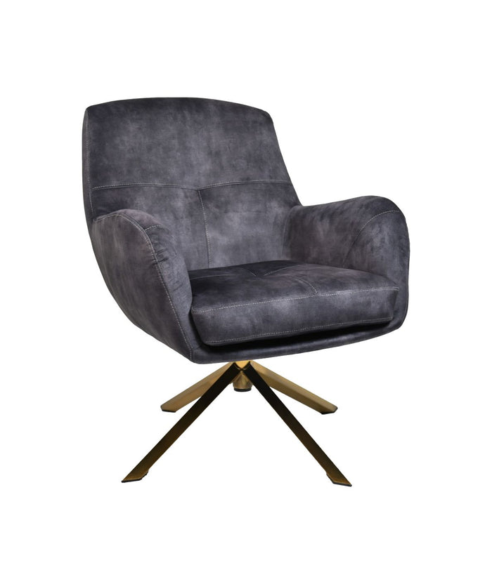 Fauteuil Cleveland - 75x73x88 - Grijs/Goud - Adore/metaal