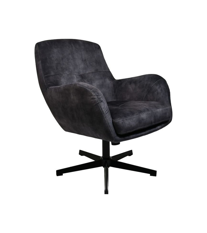 Fauteuil Cleveland - 75x73x88 - Grijs/zwart - Adore/metaal