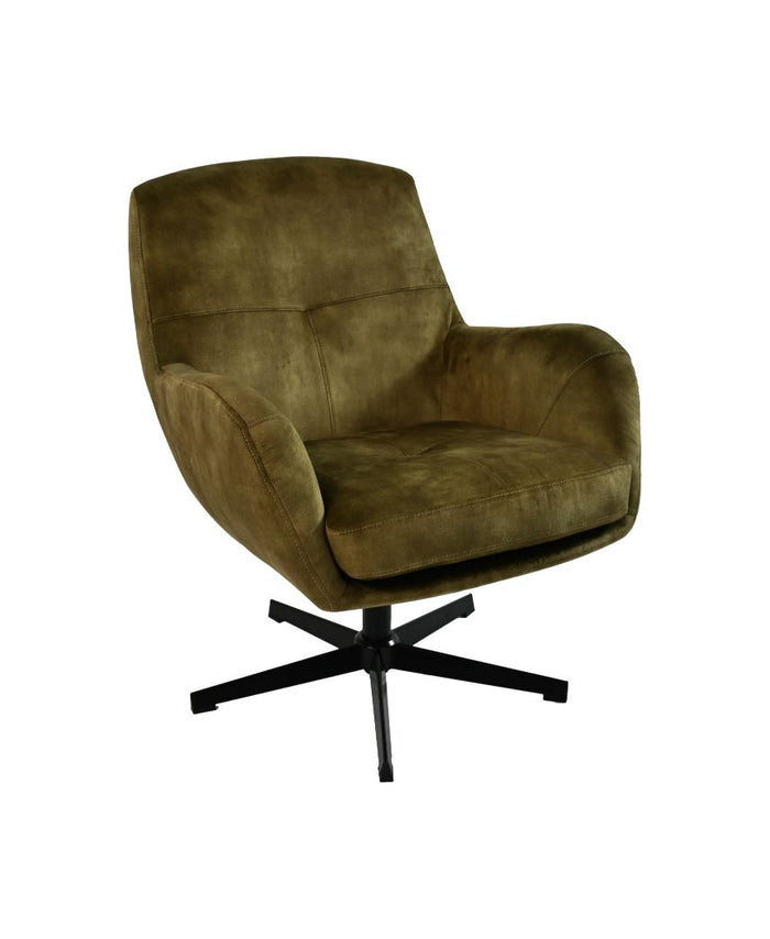 Fauteuil Cleveland - 75x73x88 - Groen/zwart - Adore/metaal