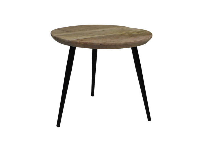 Salontafel Bern rond - ø45x38 - Naturel/zwart - Mangohout/metaal