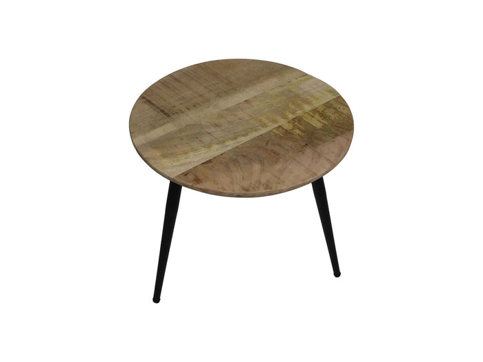 Salontafel Bern rond - ø45x38 - Naturel/zwart - Mangohout/metaal