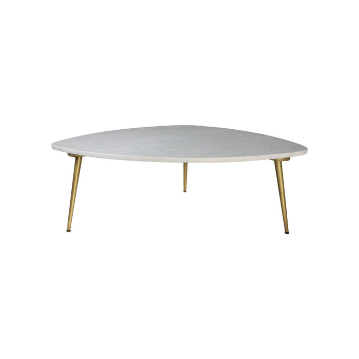 Salontafel Marseille- 90x60x36 - Wit/goud - Marmer/metaal