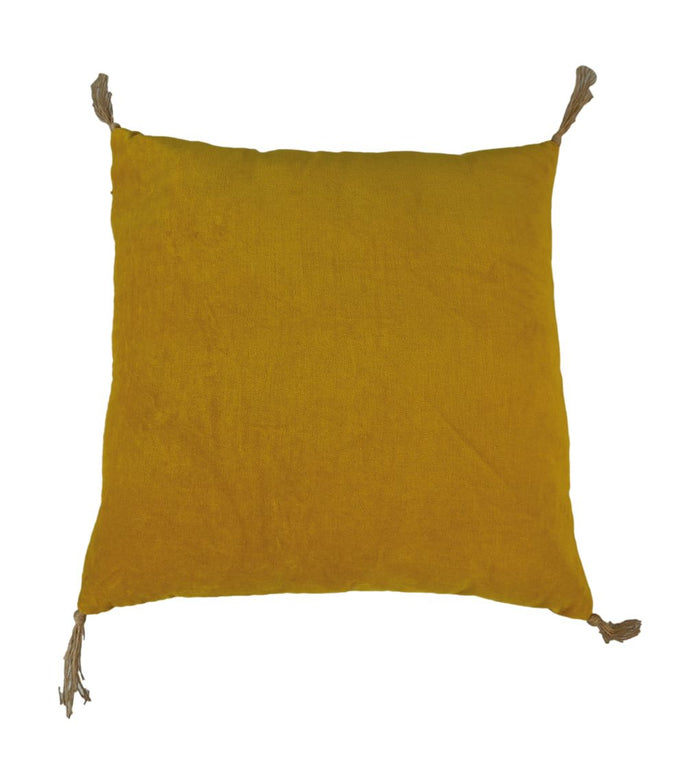 Throw pillow - 45x45 - Mustard yellow - Velvet/cotton