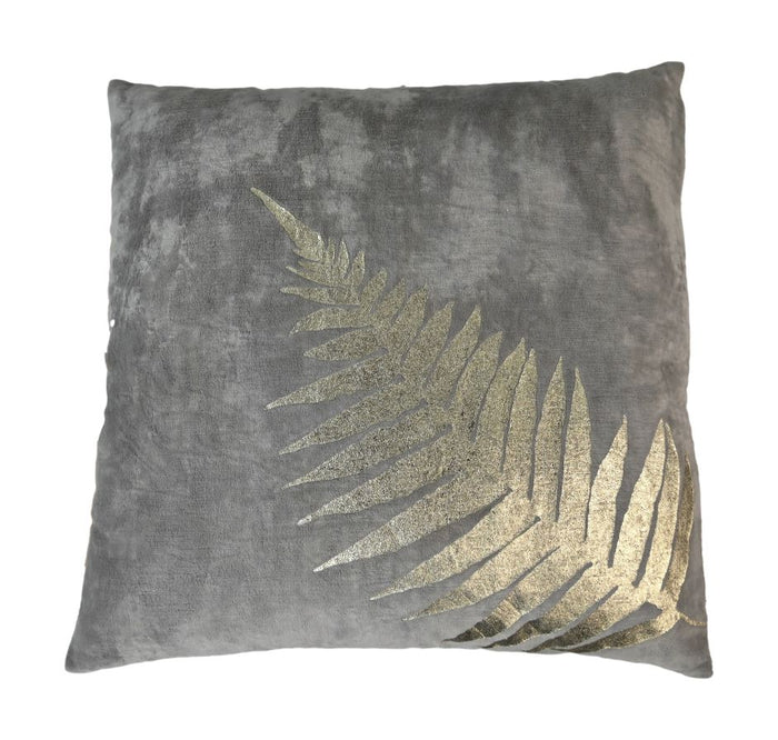 Decorative pillow with print - 45x45 - Light grey/gold - Velvet