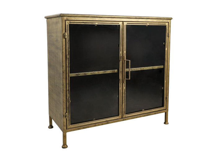 Vitrinekastje Fletcher - 93x42x90 - Antique Gold - Metaal/glas